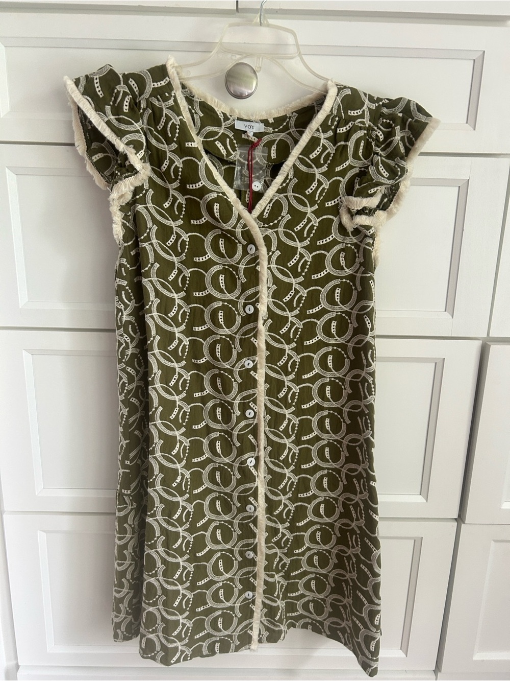 Voy brand Green & Cream Button Down Dress